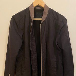AllSaints black and tan bomber jacket